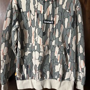 Timberland Men's Sweatshirt Gray, Cream, and Orange